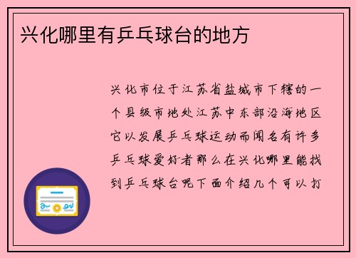兴化哪里有乒乓球台的地方